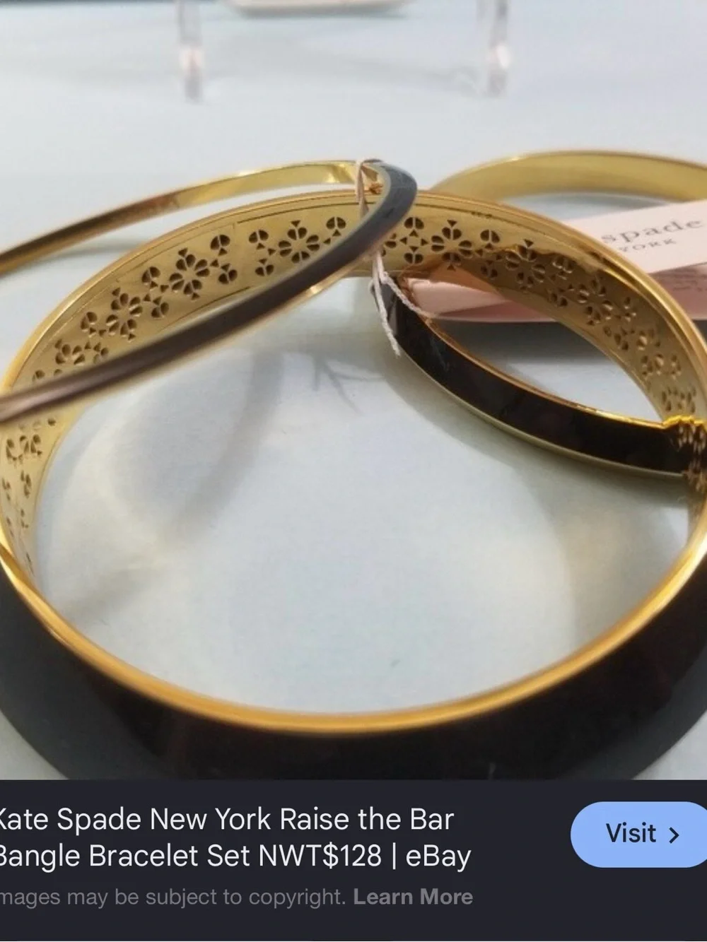 Set of Three Black and Gold Bangle Bracelets - Picture 2 of 3